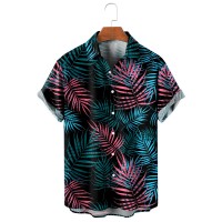 Palm Tree Leaves Hawaiian Vacation Casual Short Sleeve Shirt