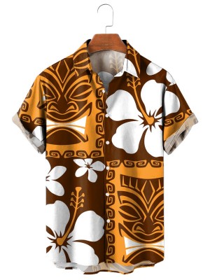 Luau Tiki Illustration Short Sleeve Shirt