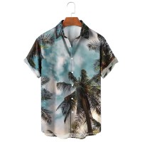 Men's Hawaiian Printed Lapel Short Sleeve Shirt 07210733M